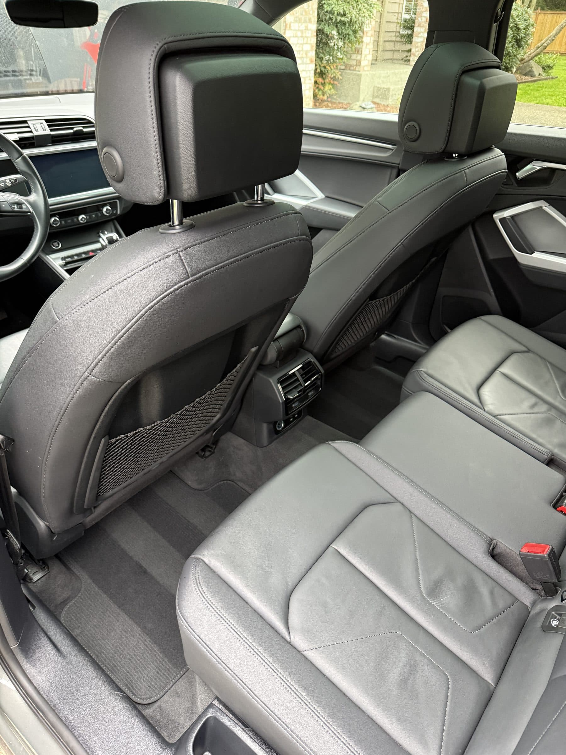Clean rear seats of an Audi Q3 after an interior detail