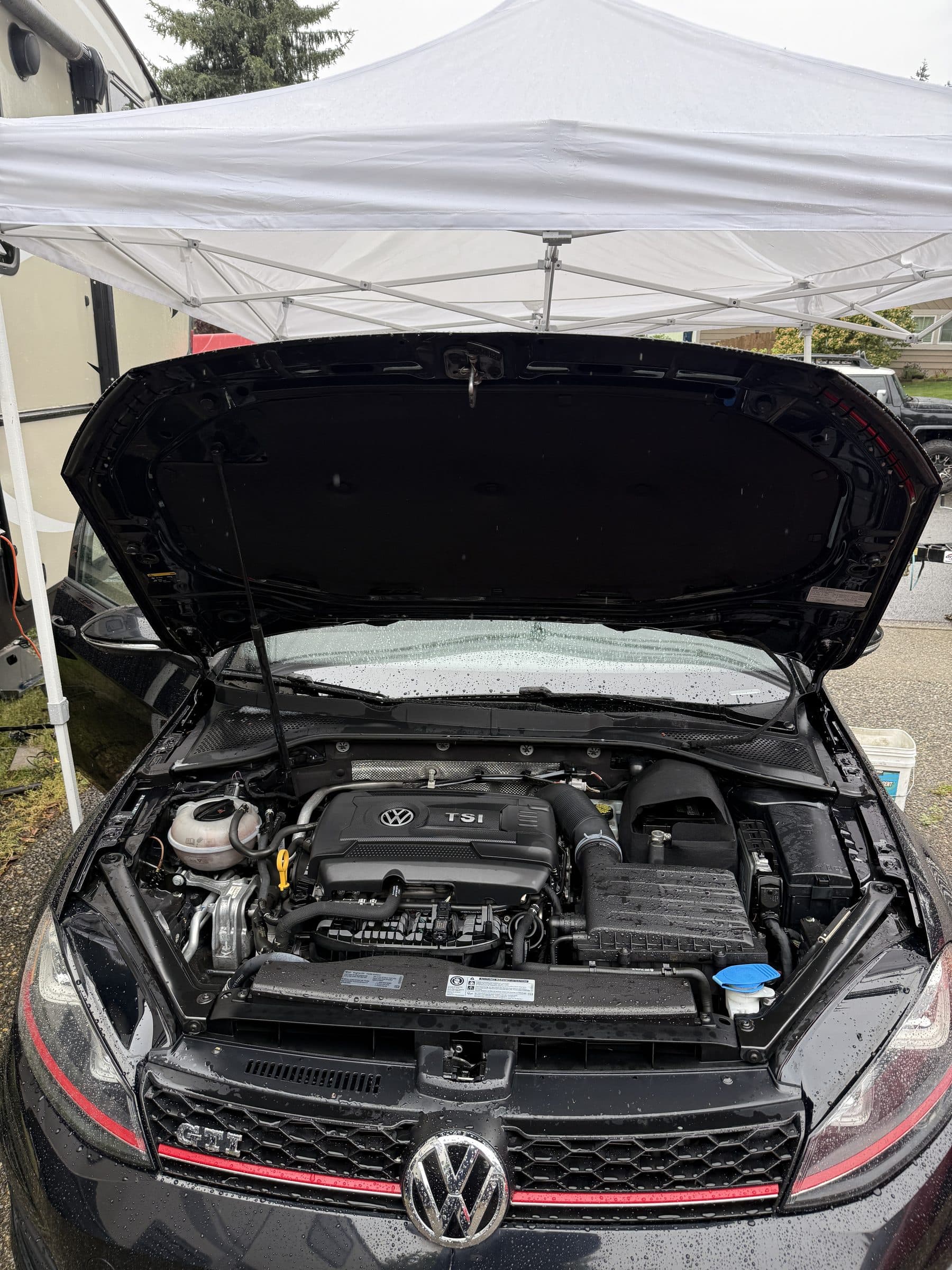 Volkswagen GTI engine bay after an engine bay detail